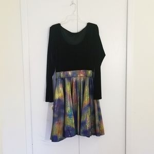 Plus Velvet Oil Chameleon Skater Dress